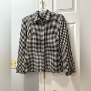 Lauren Ralph Lauren Black and White Houndstooth 100% Wool Blazer NWOT Size 4
